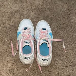 Nike Women’s Sneakers - White, Pink, and Blue